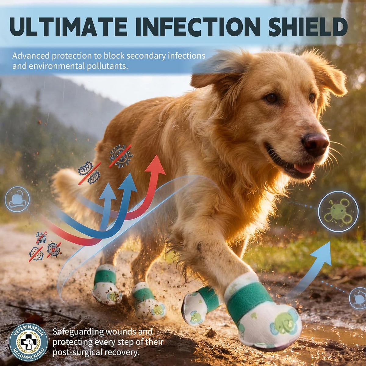Disposable Dog Boots for Paw Licking & Hot Pavement, 32 Count, L