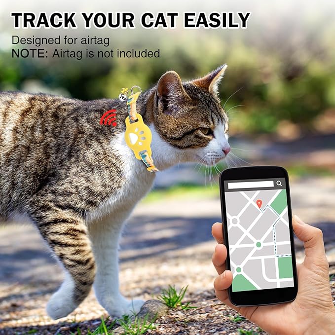 Airtag Cat Collar Breakaway, Cute GPS Cat Tracker Collars - Image 2