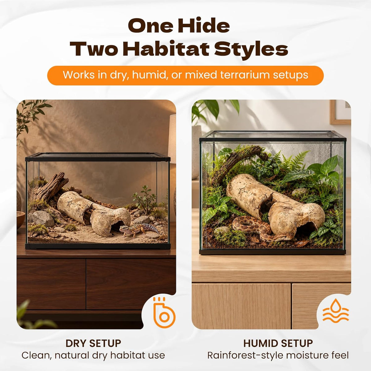 Leopard Gecko & Bearded Dragon Hide, Reptile Hideout Cave