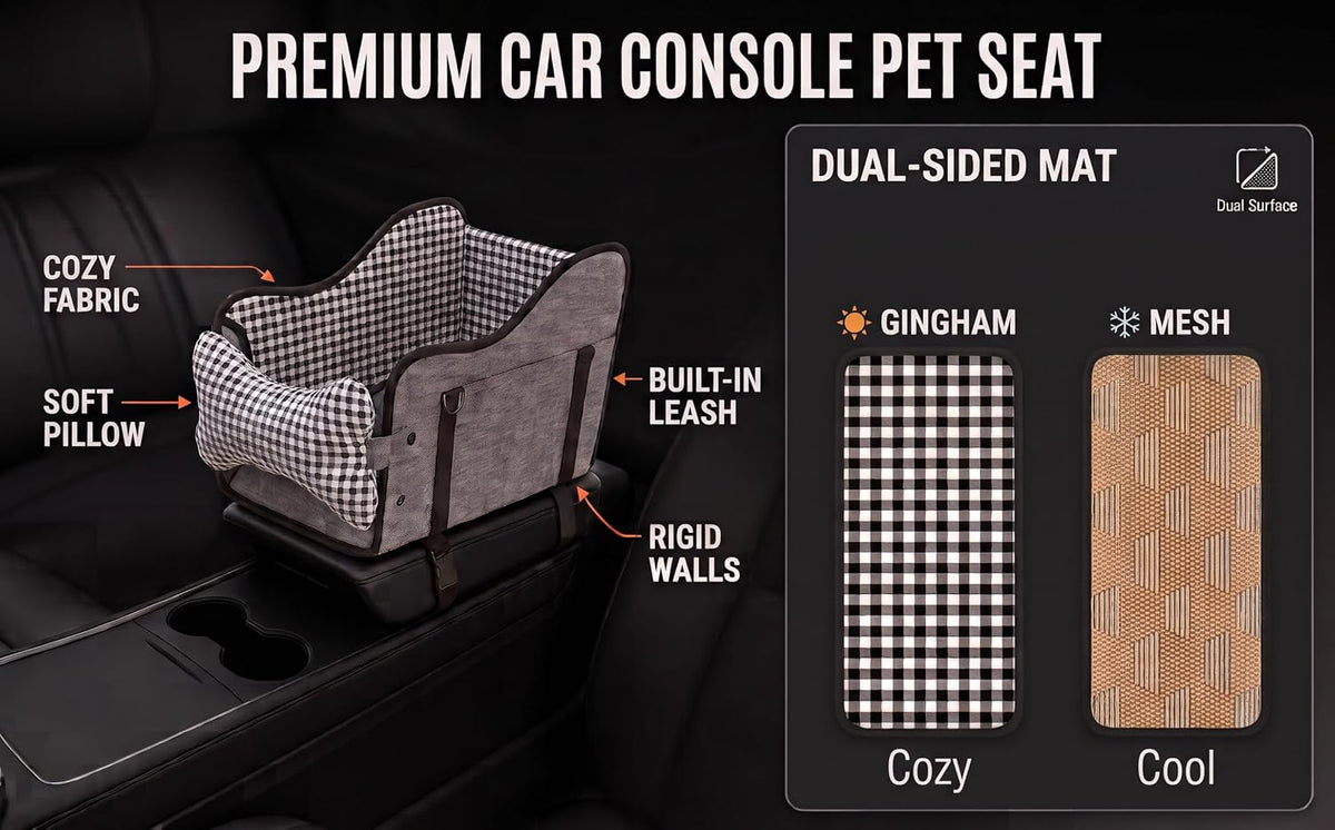 Center Console Dog Car Seat, Sturdy Armrest Seat for Small Dogs