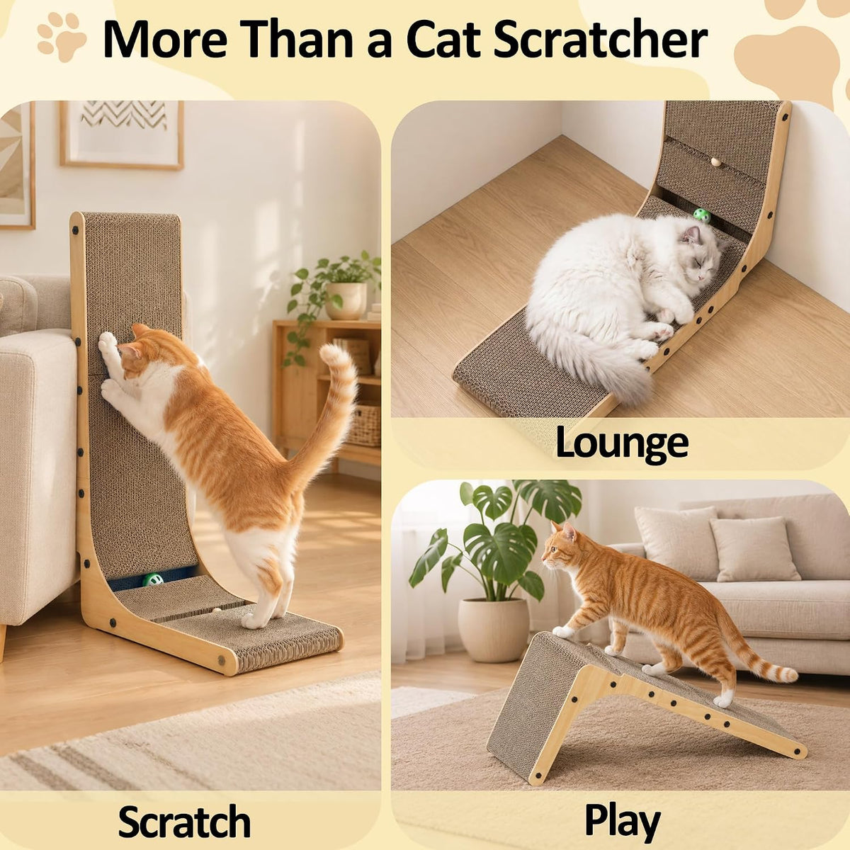 28" Cat Scratcher for Indoor Cats, L Shaped Cardboard Cat Scratching Board
