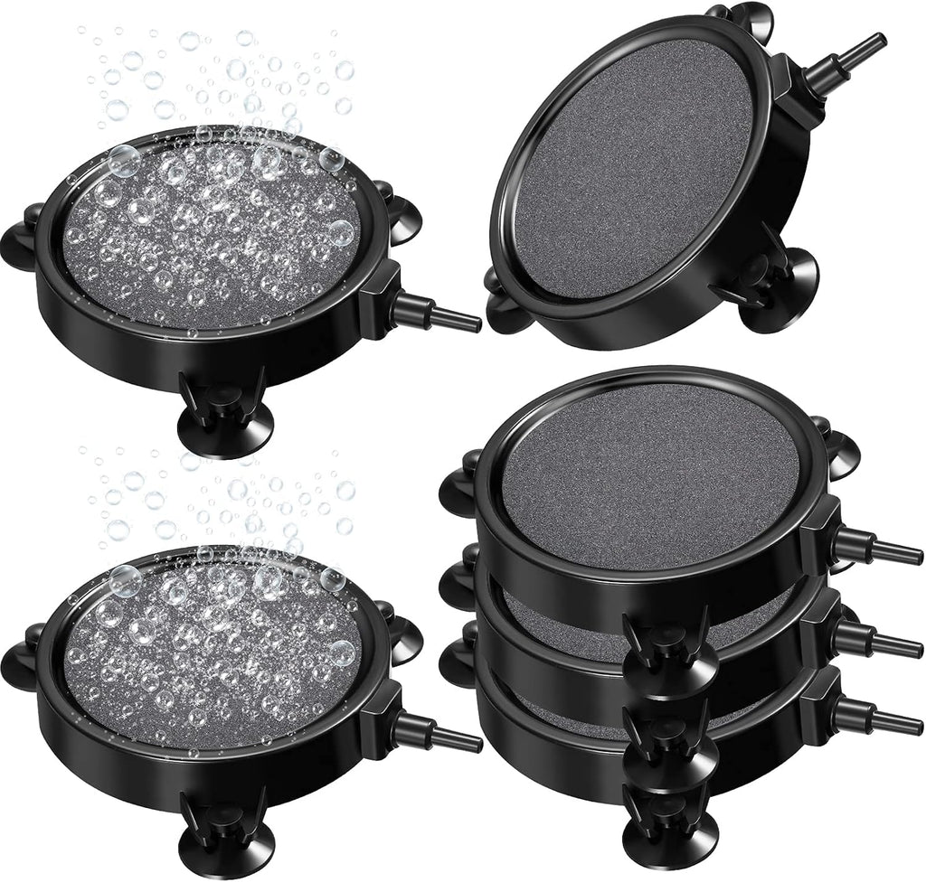 Honoson 6 Pcs 4 Inch Air Stones Disc Diffuser Aquarium, Black with Gray