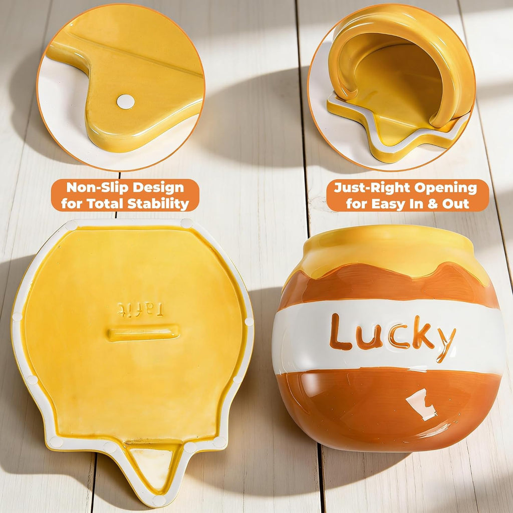Honey Hamster Hideout, Ceramic Small Pet Hideaway House, Guinea Pig Habitat Decor, Cute Syrian Hut, Chinchilla Cage Accessories for Dwarf Hamsters, Mice, Rats, Toads