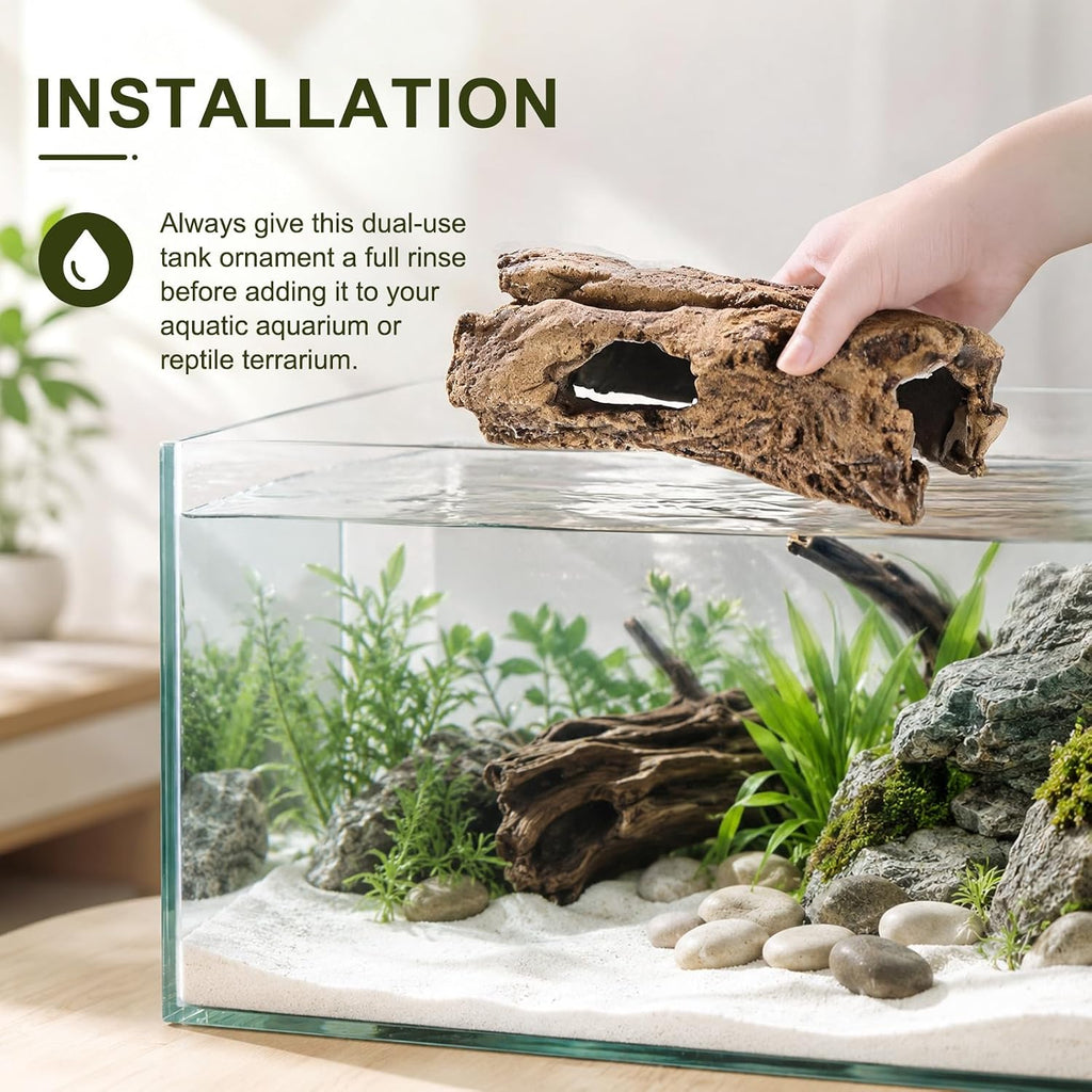 M METERXITY 1-Pack Reptile Hide Basking Platform, Cement, Small, Brown
