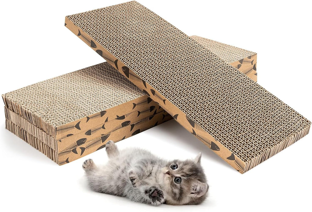 Mini Cat Scratching Board 4pcs Brown Cardboard Cat Scratcher Scratch Pad for Indoor Cats