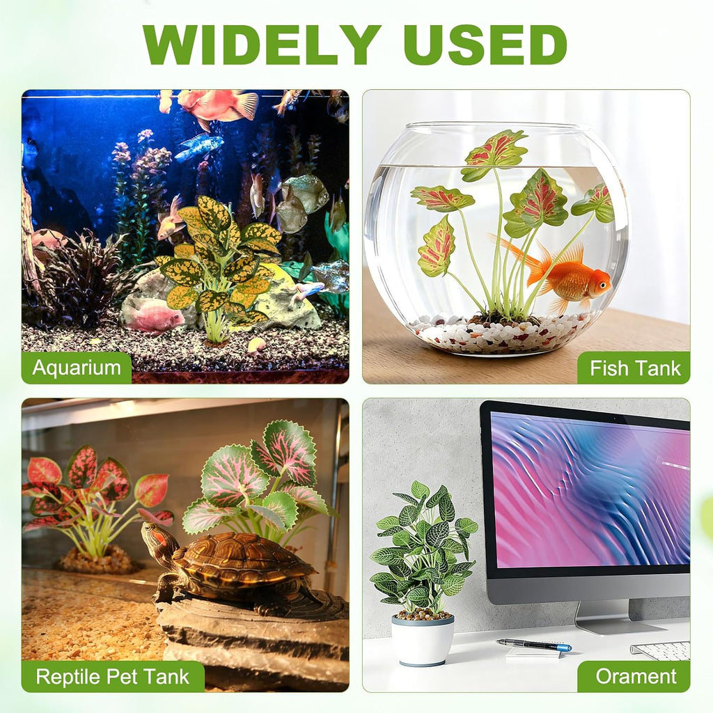 M METERXITY 2-Pack Aquarium Plant, Small Plastic Artificial Plant Water Grass Fish Hide Accessories for Aquarium Decoration/Fish Tank Decoration/Terrarium [Style 4, Purple]