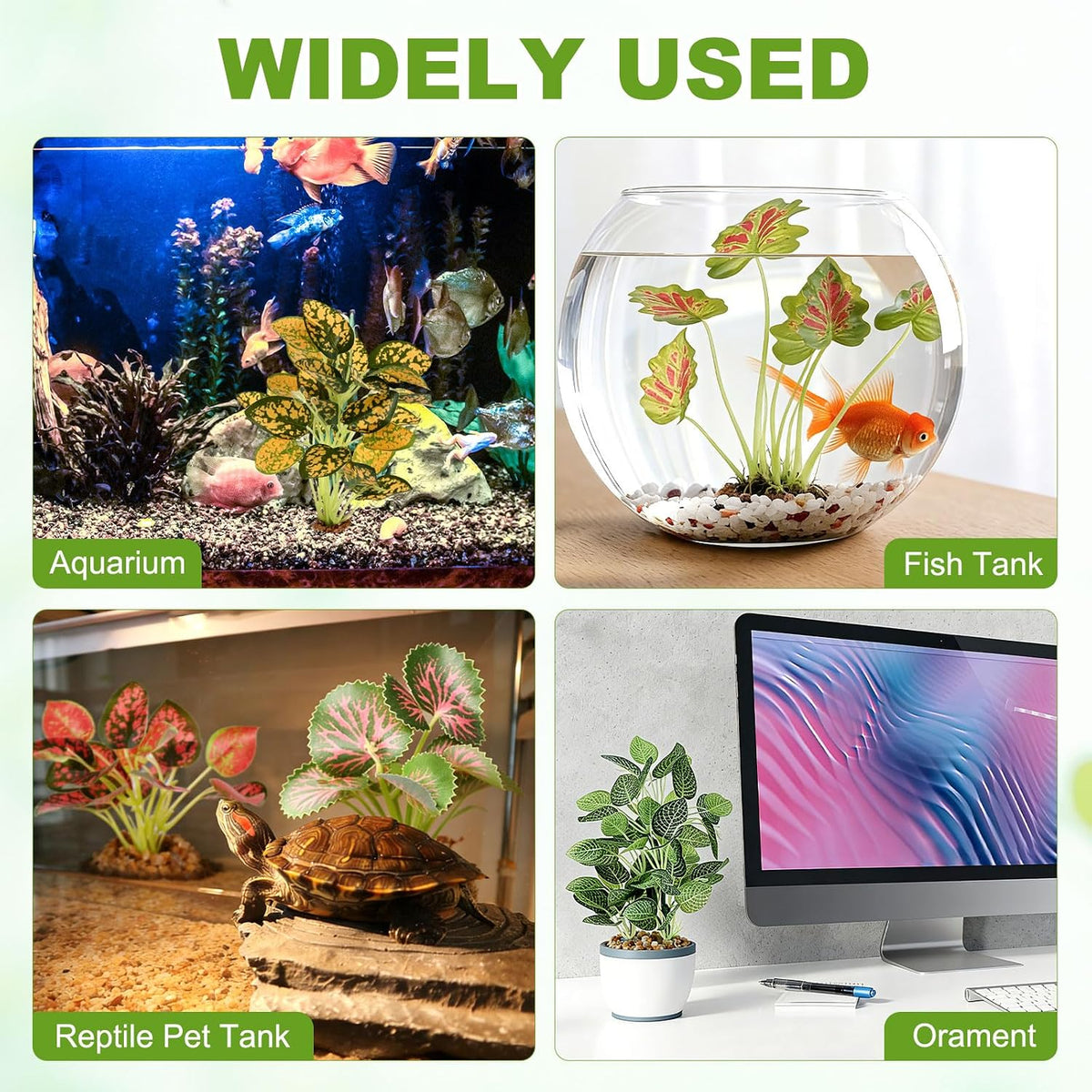 M METERXITY 2-Pack Aquarium Plant, Small Plastic Artificial Plant Water Grass Fish Hide Accessories for Aquarium Decoration/Fish Tank Decoration/Terrarium [Style 4, Purple]