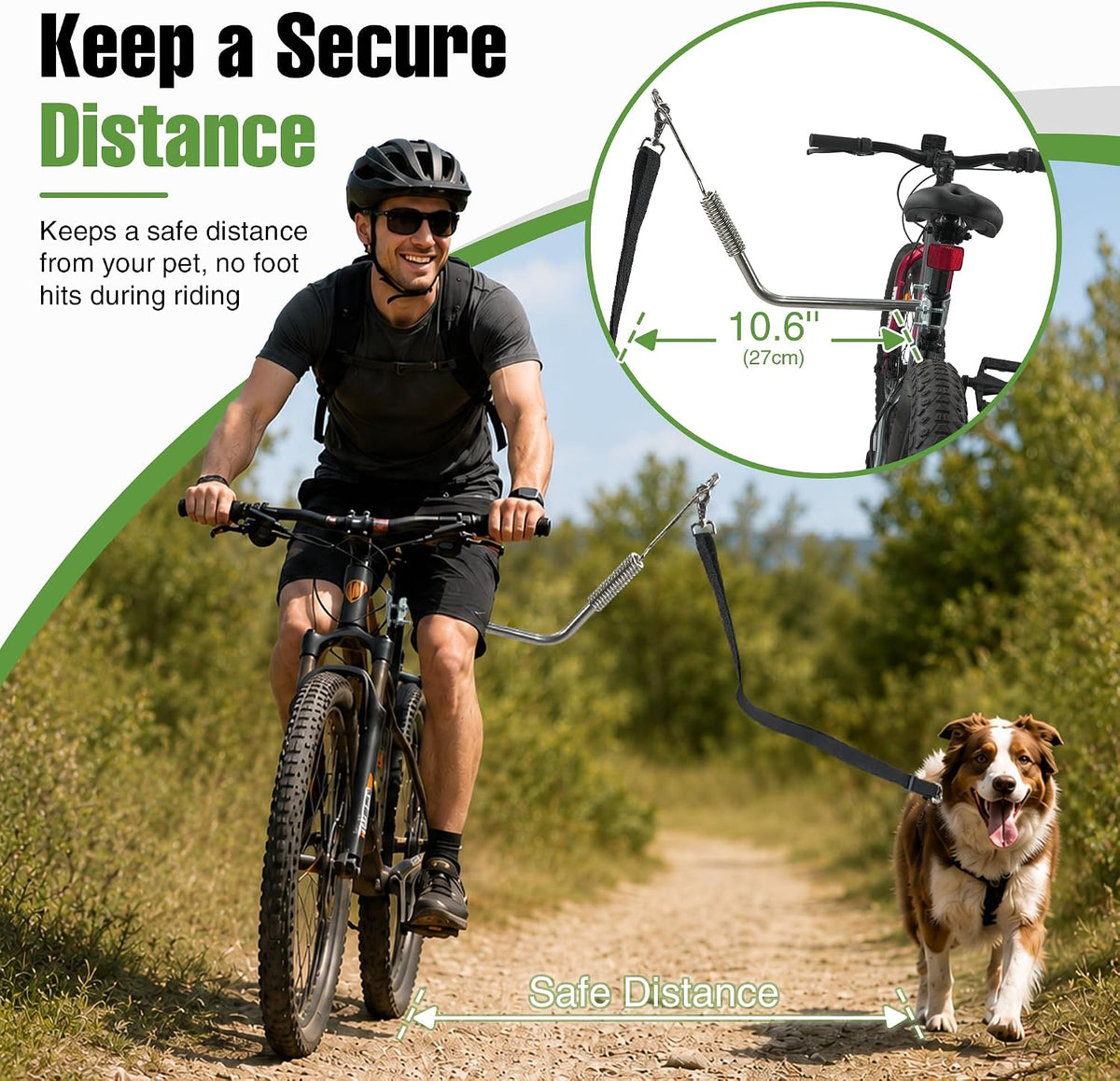 Dog Bike Leash Heavy Duty Handsfree Quick Release Bicycle Attachment Tangle Free for Medium Dogs Cycling Walker