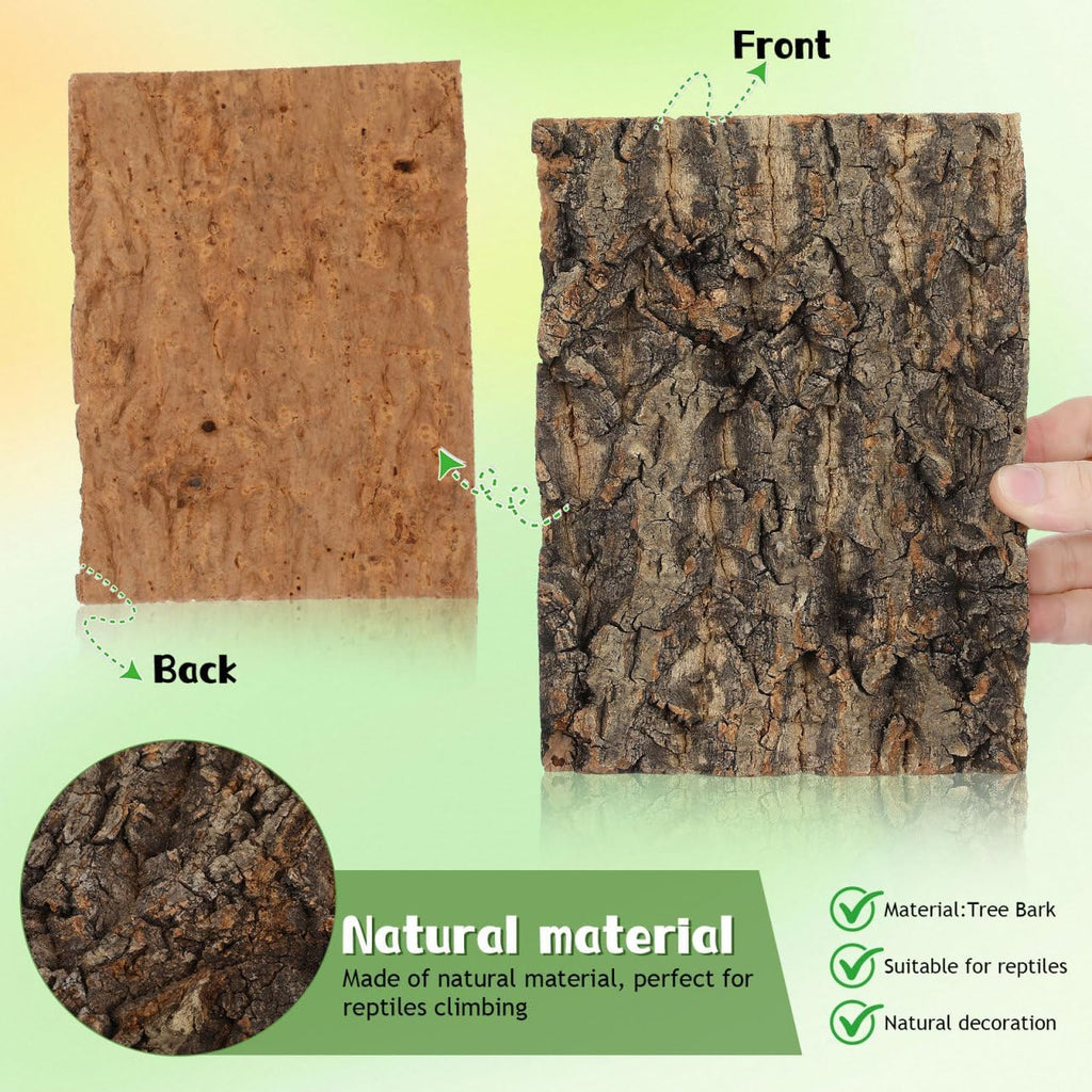 Reptile Bark Decor 2 pcs Natural Tree Bark for Terrarium Hideout and Climbing Surface for Lizards Geckos Snakes 7.67 X 5.82 X 0.39 in