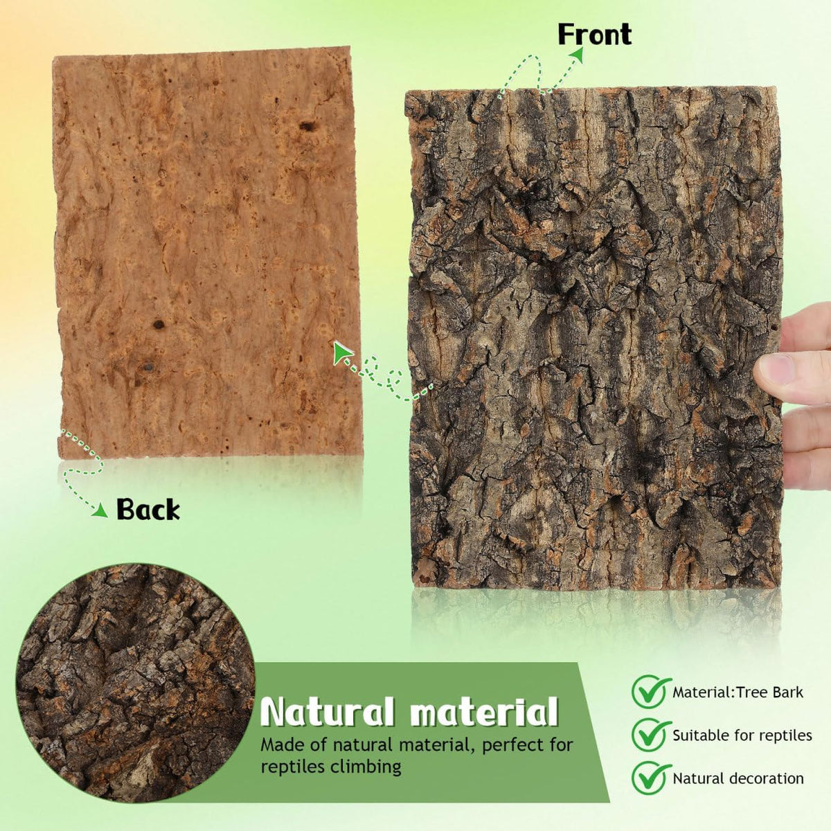 Reptile Bark Decor 2 pcs Natural Tree Bark for Terrarium Hideout and Climbing Surface for Lizards Geckos Snakes 7.67 X 5.82 X 0.39 in