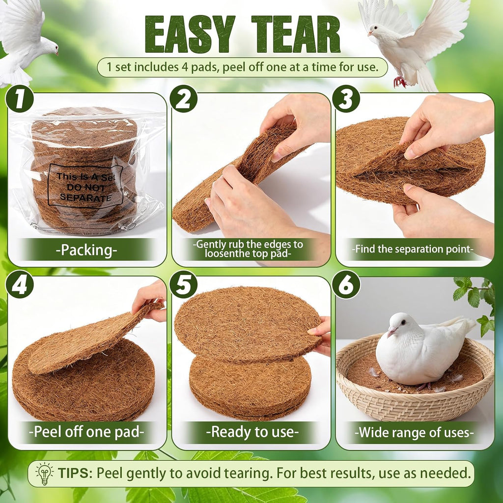 Mifoci 12 Pcs Pigeon Nest Pads, 8.3" Coconut Fiber Bird Breeding Mats