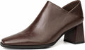 Women's Dress Shoes Chunky Heel Loafers, Faux Leather Zipper Pumps