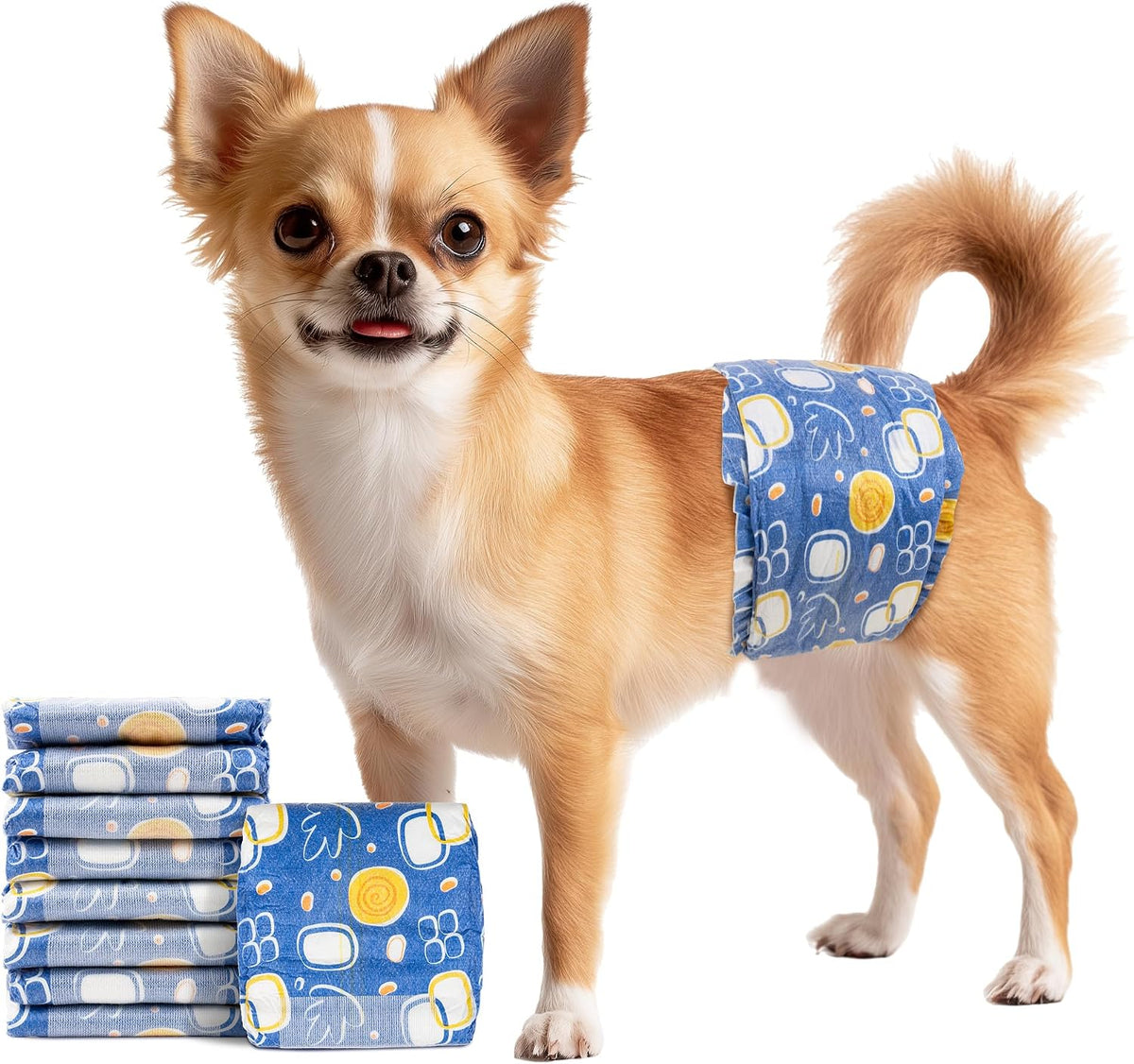 MICOOYO Male Dog Diapers, Disposable Male Dog Wraps with Wetness Indicator, Super Absorbent | Leak Proof Doggie Diapers for Incontinence, Marking, Puppy Training, XS, 6-13-inch Waist, 20 Counts