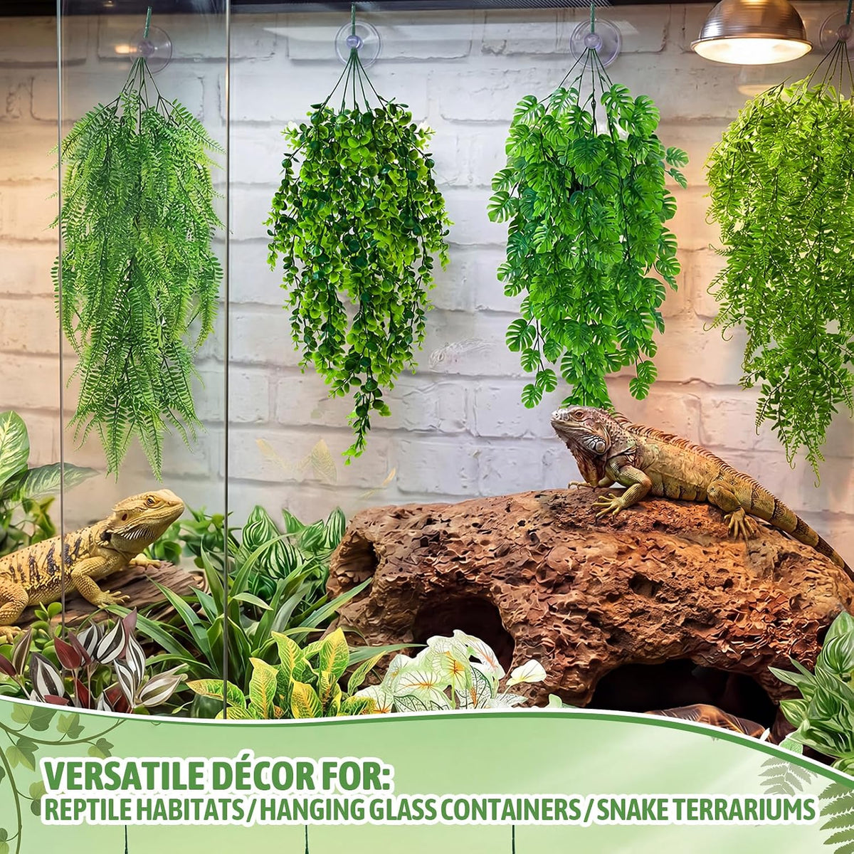 Suncalla 12 Pcs Reptile Plants Terrarium Hanging Vines, Lush