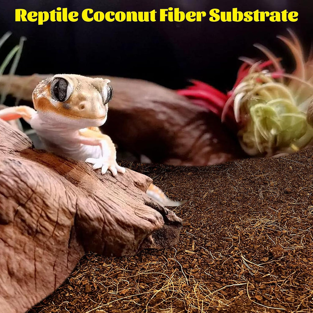 Hamiledyi Reptile Coconut Fiber Substrate Lizards Breathable Coconut Soil Tortoise Habitat Substrate Terrarium Bedding for Snake, Bearded Dragon, Gecko, Horned Frog, Hermit Crab, Tarantulas (2Pack)