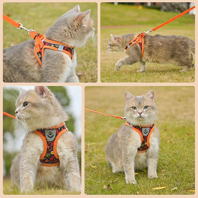 SCENEREAL Fall Thanksgiving Cat Harness and Leash Set Escape Proof, Soft Mesh - Image 5