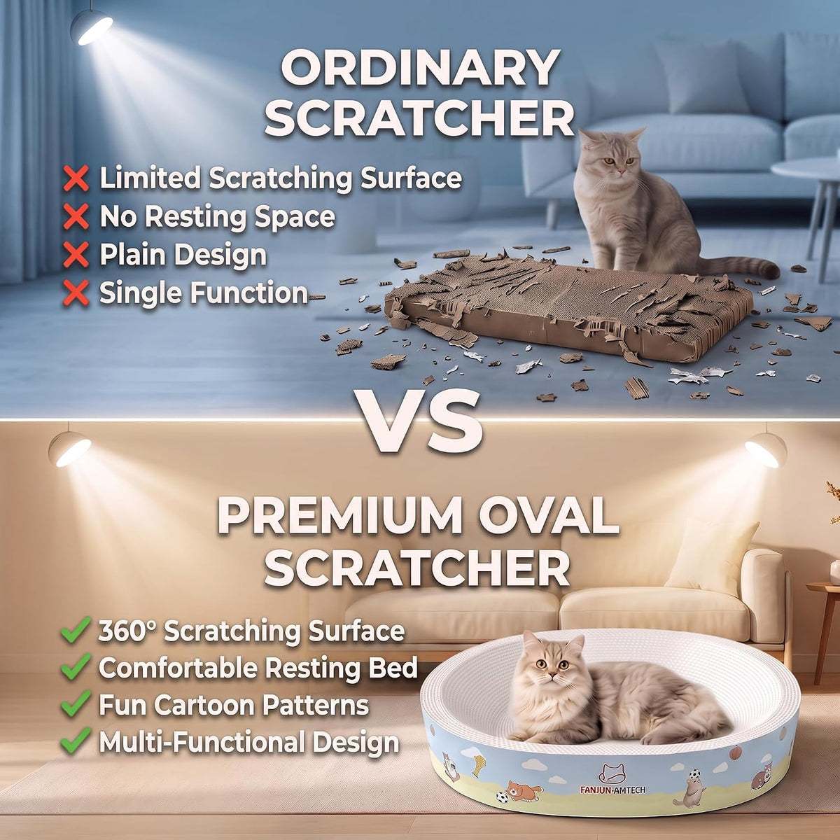Cardboard Cat Scratcher Bed for Indoor Cat,Extra Large Cat Scratching Board