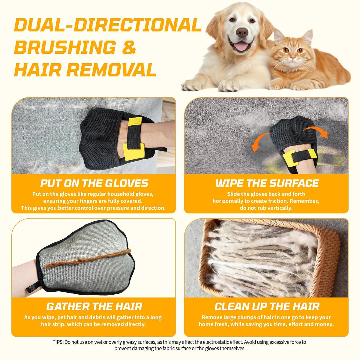 Dematting Comb & Hair Remover Glove, Pet Grooming Tools for Dogs & Cats