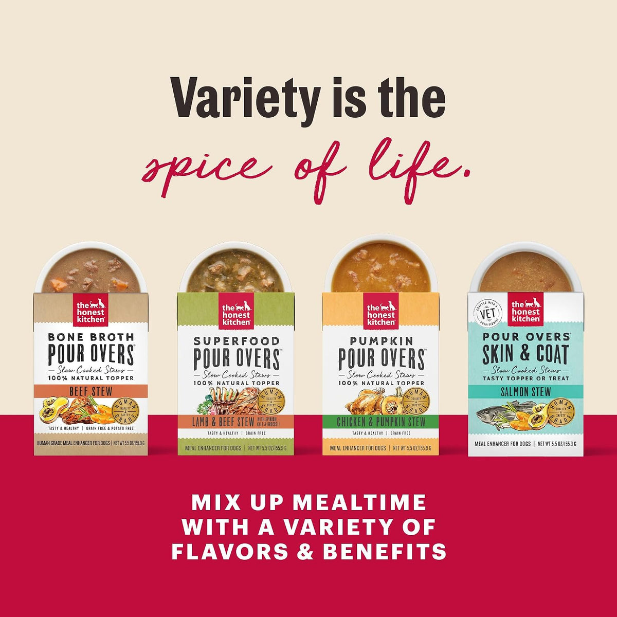 The Honest Kitchen Human Grade Meal Booster: 99% Beef Dog Food Topper, 5.5 oz (Pack of 12)