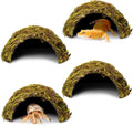 4 Pack Natural Green Moss Hermit Crab Hide Caves Coconut Reptile Hideouts