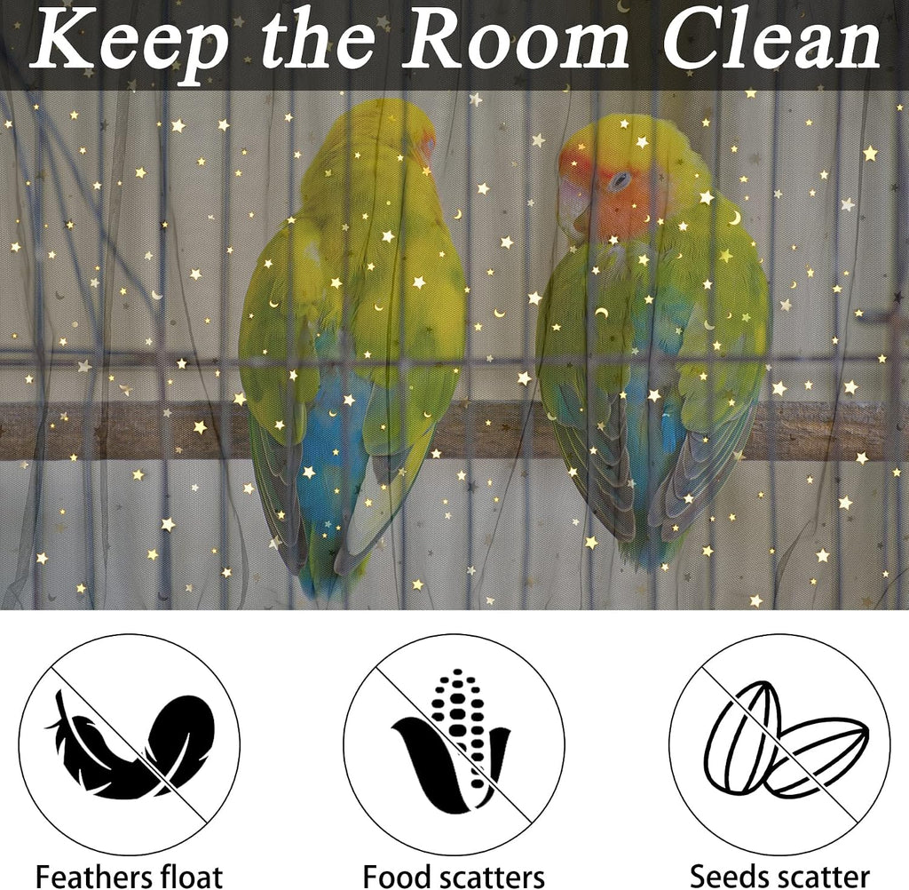 JULMELON 2 Pcs Bird Cage Seed Catcher Adjustable Netting Cover with Hooks