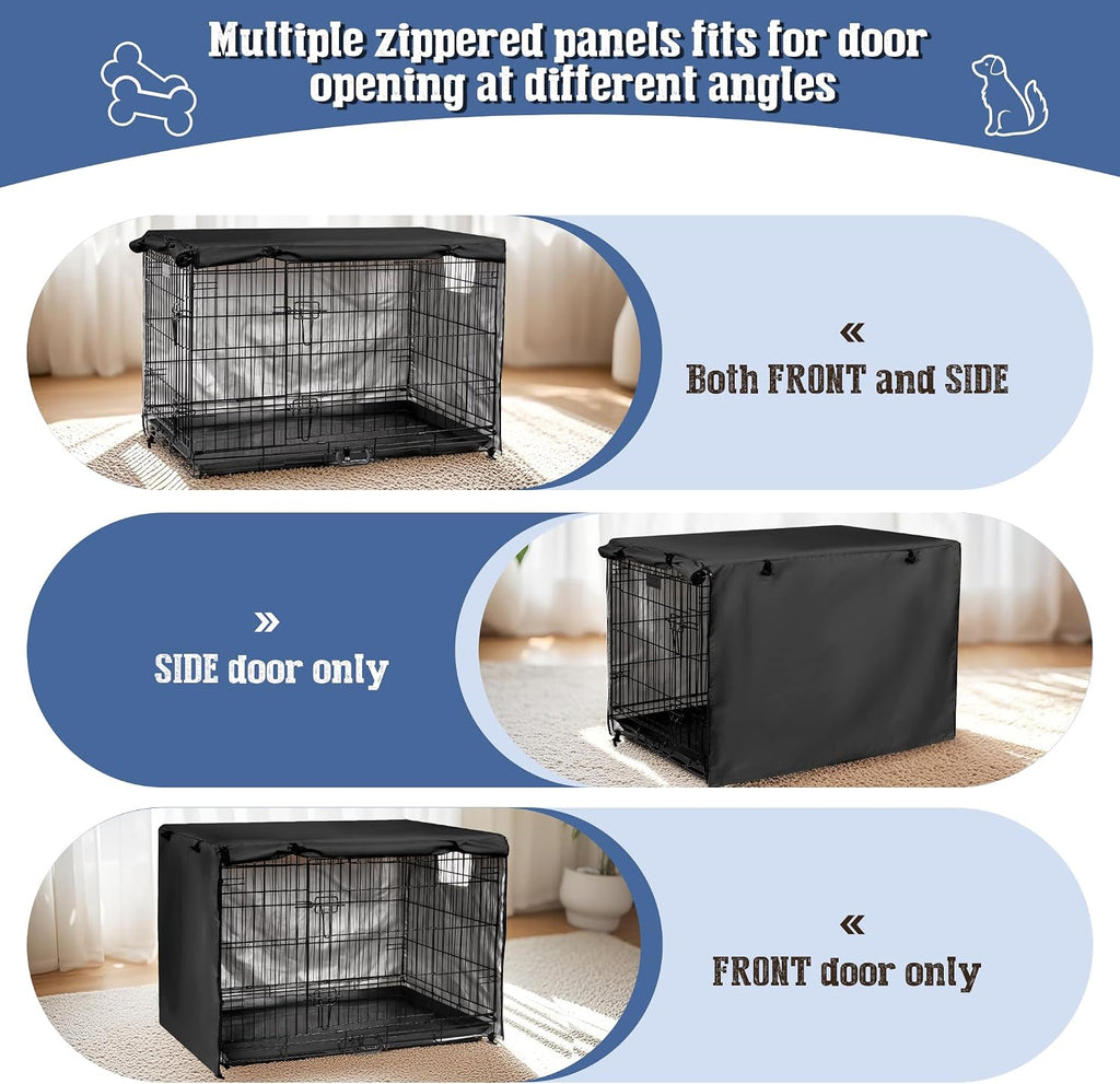 kefit Dog Crate Cover, Privacy & Light-Blocking Cover for Wire Dog Kennel/Cage, Fits Standard 36" Crates, Black