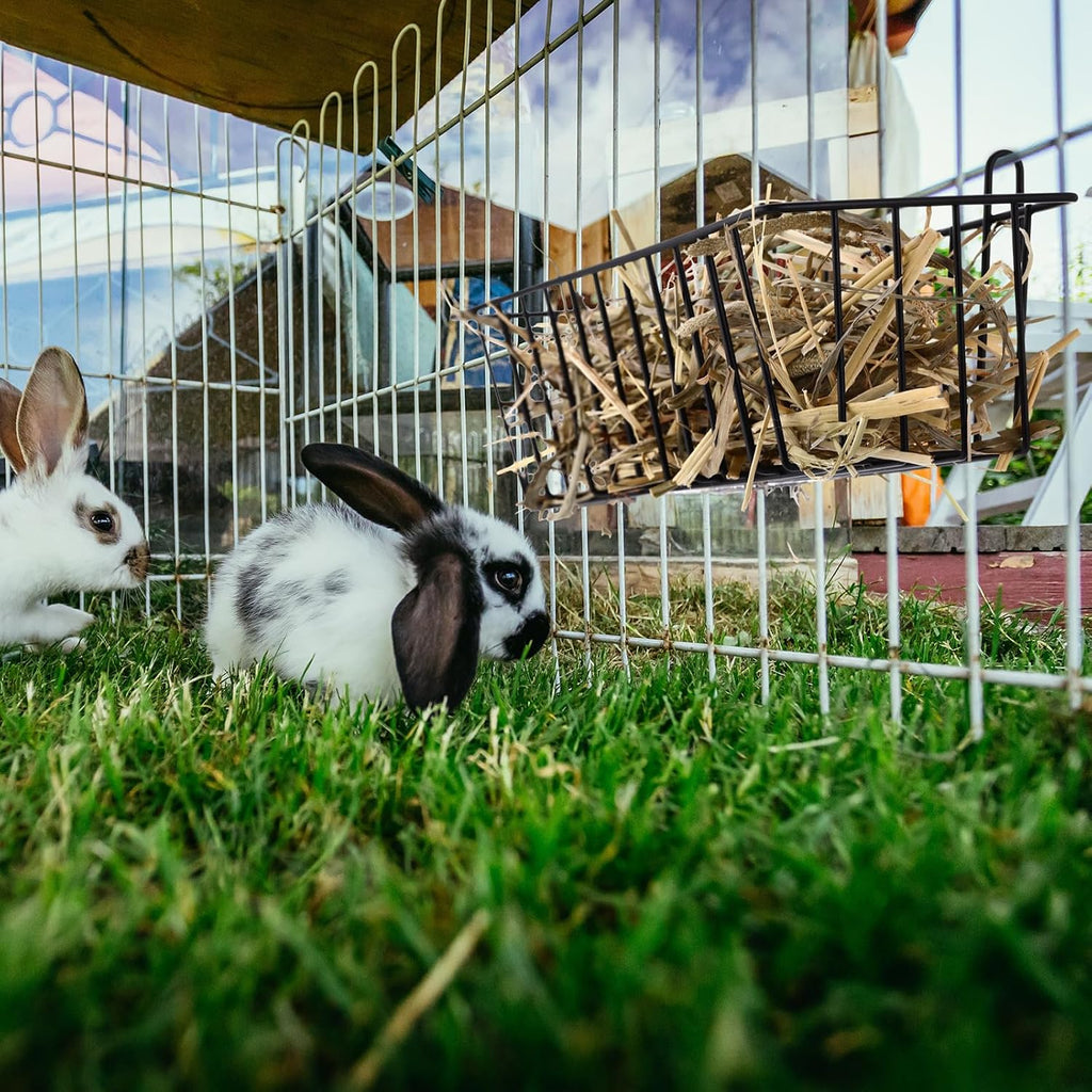 Therwen 4 Pcs Rabbit Hay Feeder Guinea Pig Heavy Duty Metal Frame Hay Rack with Hooks Cage Hanging Holder for Bunny Chinchilla Small Animals Accessories(12.4 x 3.9 x 3 Inches)