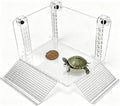 Hanging Turtle Basking Platform, Multifunctional Acrylic Turtle Dock with Ramp & Feeding Area, Adjustable Reptile Aquarium Tank Terrace for Basking Resting Climbing, Clear Habitat Decor for Aquarium