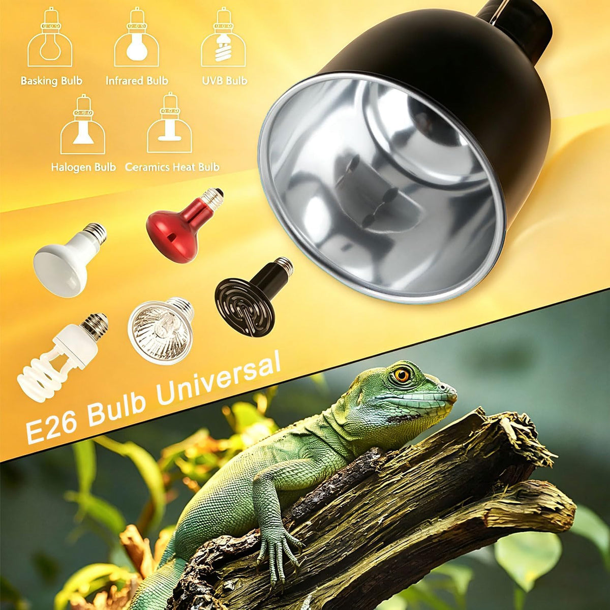 2-Packs Reptile Light Fixture, 5.5 Inch Deep Dome Lampshade