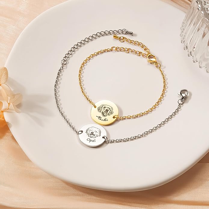 Anavia Personalized Pet Portrait Bracelet, Handmade Engraved Stainless Steel - Image 8