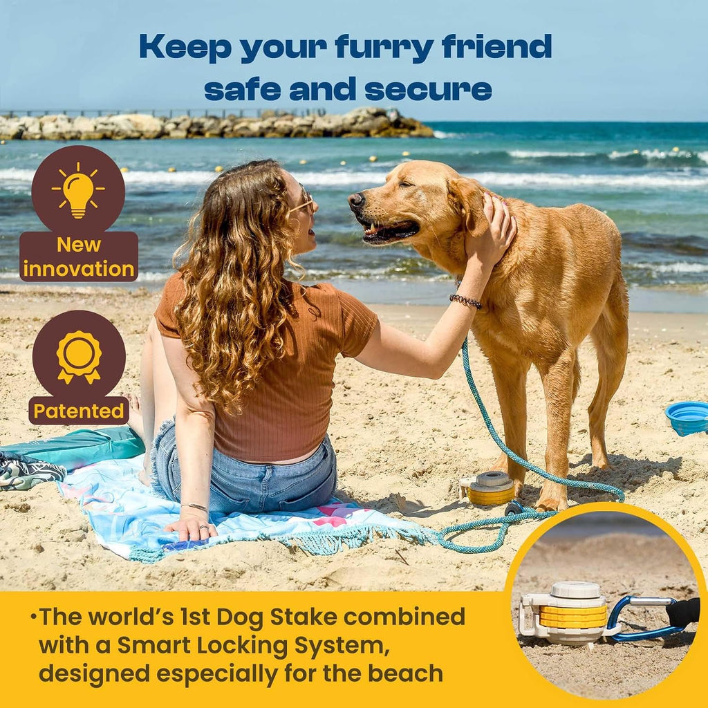 DIGGO Beach Anchor with Combination Lock, Anti-Theft Umbrella & Dog Stake 1.0
