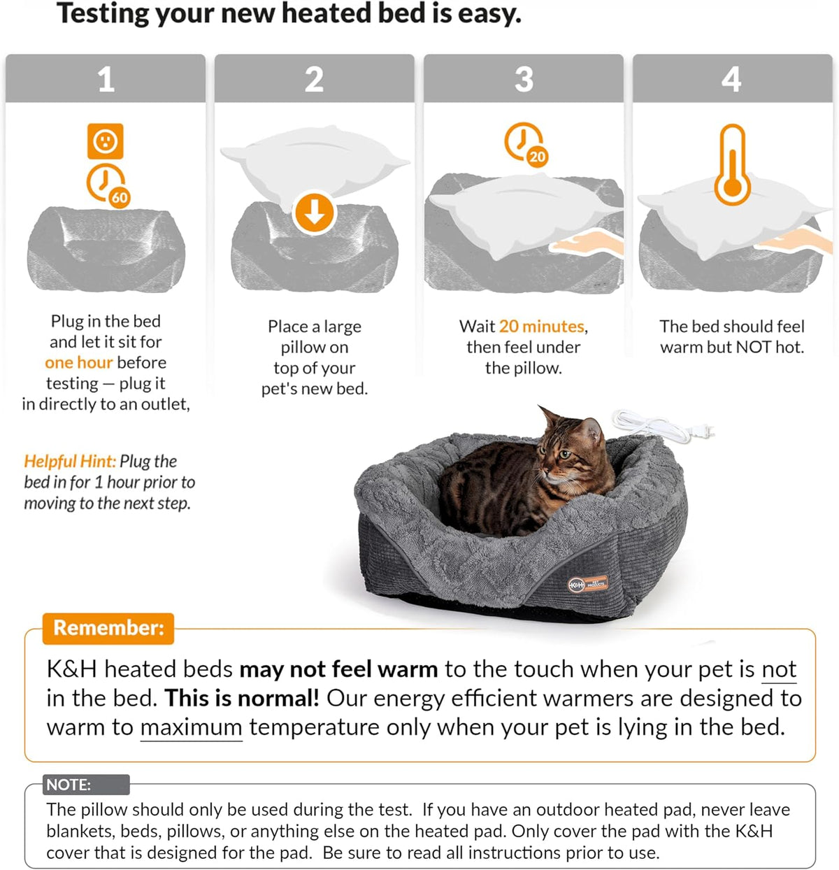 K&H Heated Cat Bed, Thermo-Pet Lounge Sleeper Indoor, Safety Listed, Small