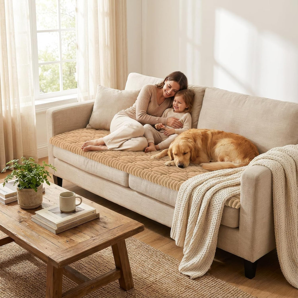 Smiry Couch Cover for Dogs Washable, Non Slip Fuzzy Pet Sofa Protector