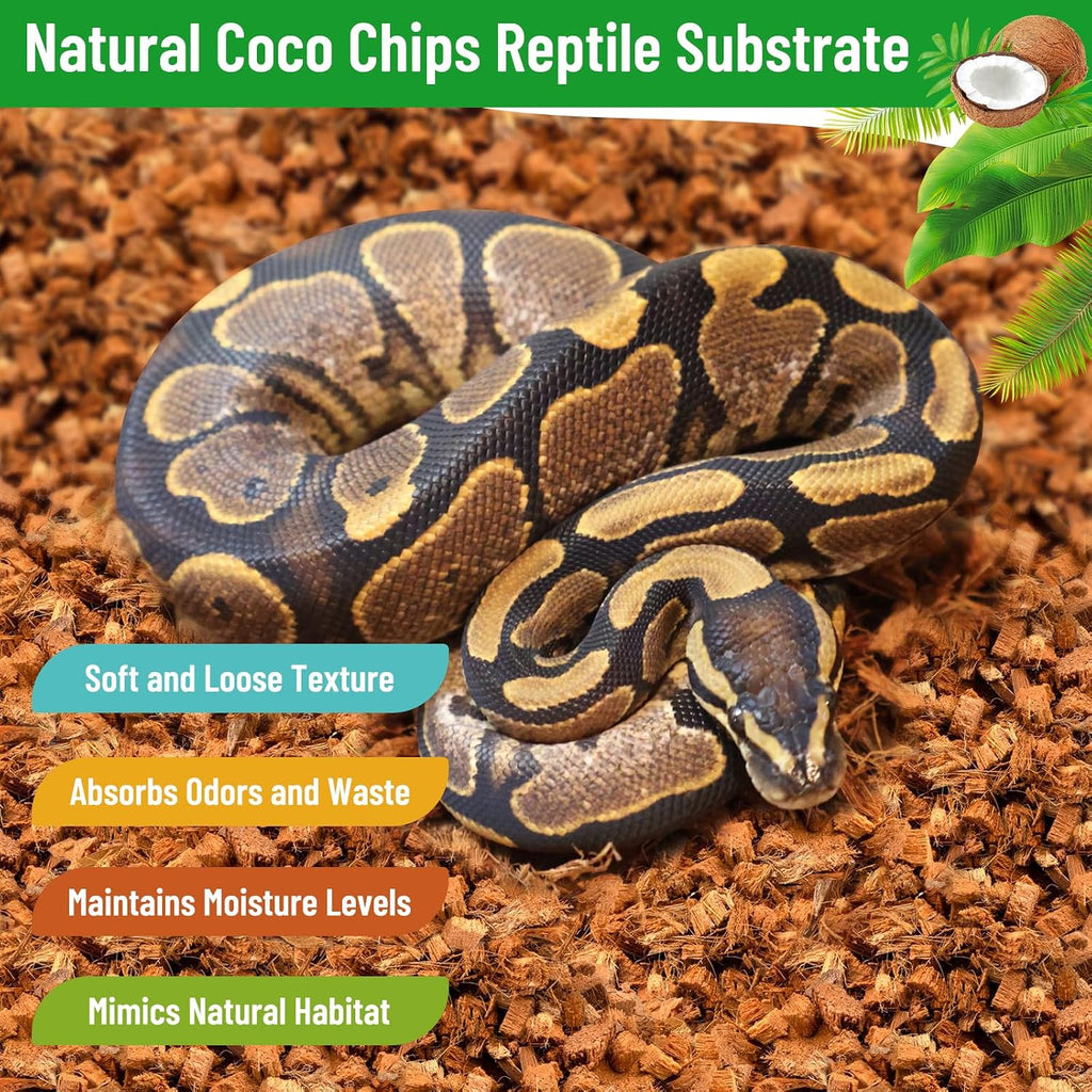 Riare 4Pack Coconut Husk Chip for Reptiles, 4.4LB Coconut Fiber Substrate