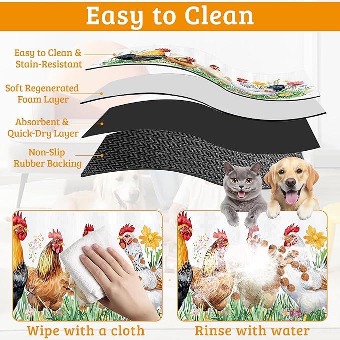 Chicken Rooster Dog Cat Food Mat - Image 5