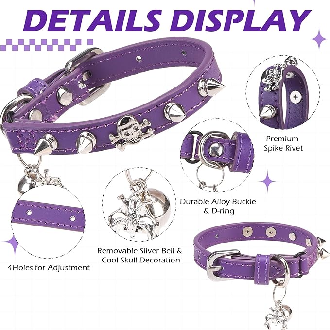 EXPAWLORER Leather Cat Collar for Girl Boy- Adjustable Pet Collar - Image 3