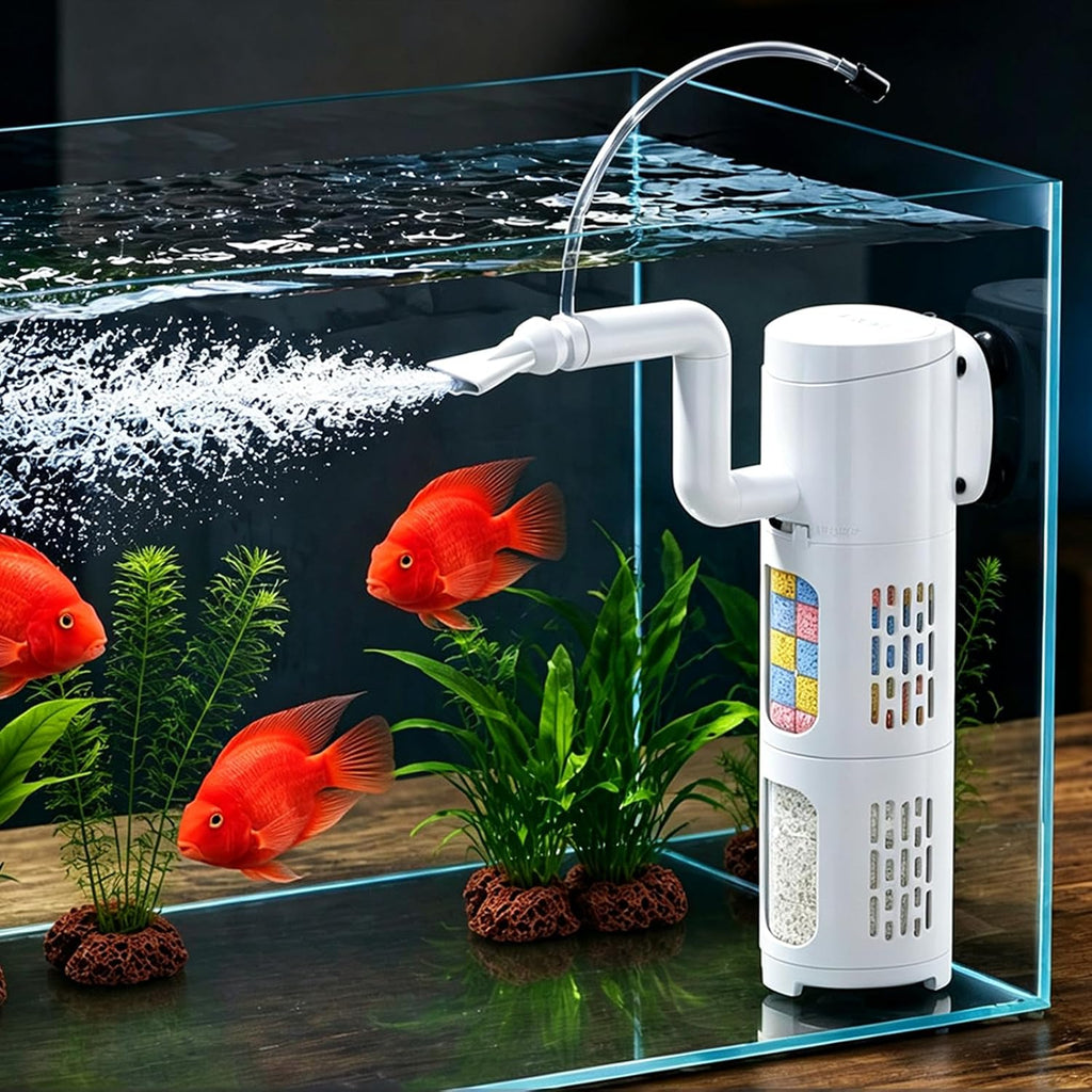 Internal Aquarium Filter for 60-120 Gal Fish Tank,293GPH Submersible Filter with Aeration, Rainfall Outlet&Wave Maker,Water Circulation,High Efficiency Filtration,Filter Media Purification