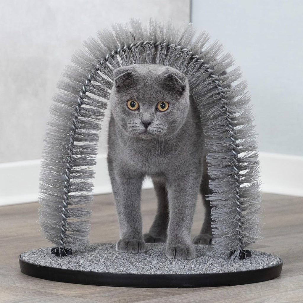 TRIXIE 13-in Cat Self-Grooming Arch with Carpet Scratcher, Gray