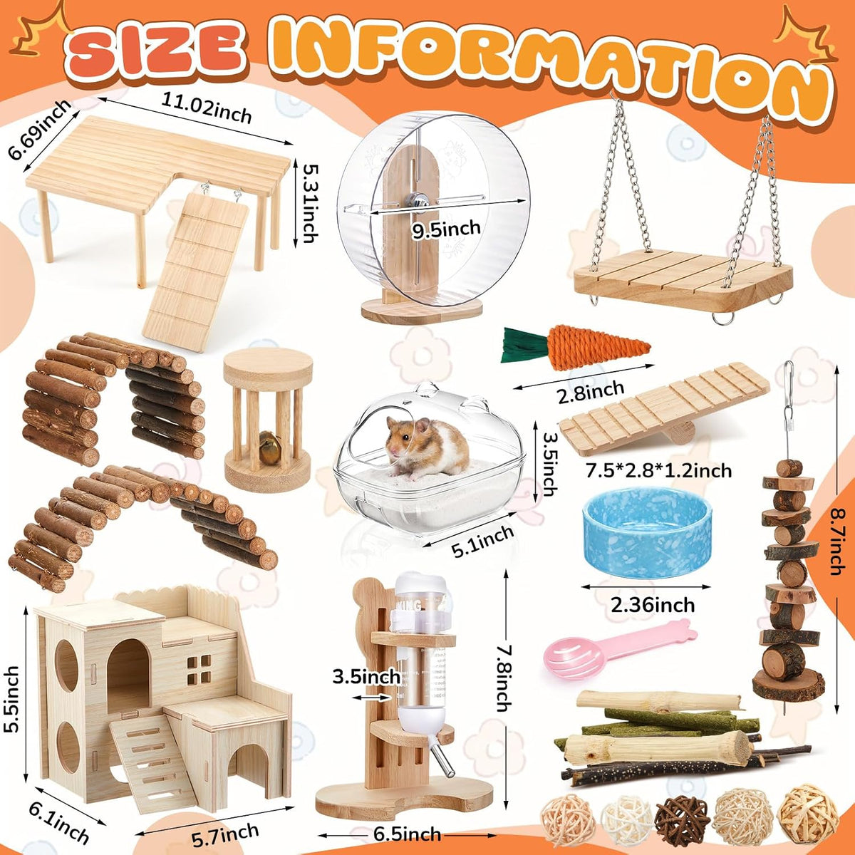 40 Pcs Hamster Cage Accessories Exercise Wheel,Active Style