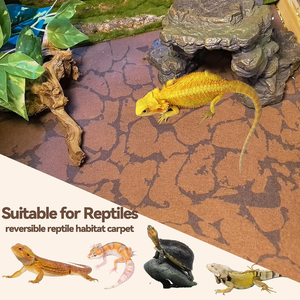 BNOSDM 2 PCS Reptile Carpet Mat Terrarium Liner Bedding Reptile Cage Mat Supplies for Tortoise Lizard Leopard Gecko Snake Chameleon 39.4" x 19.7"