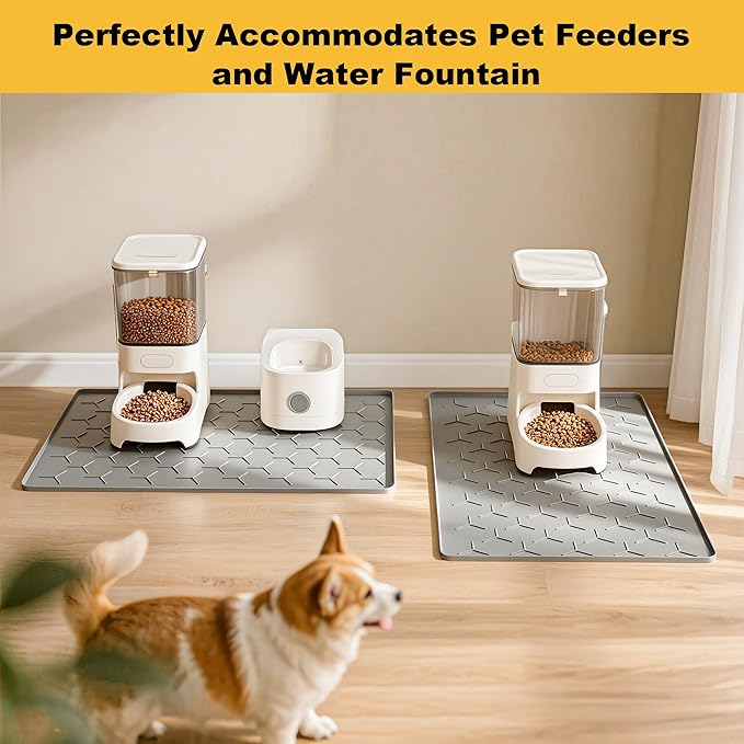 Pieviev 24''x16'' Dog Cat Food Bowl Mat, Silicone Waterproof Food Grade Pet - Image 8