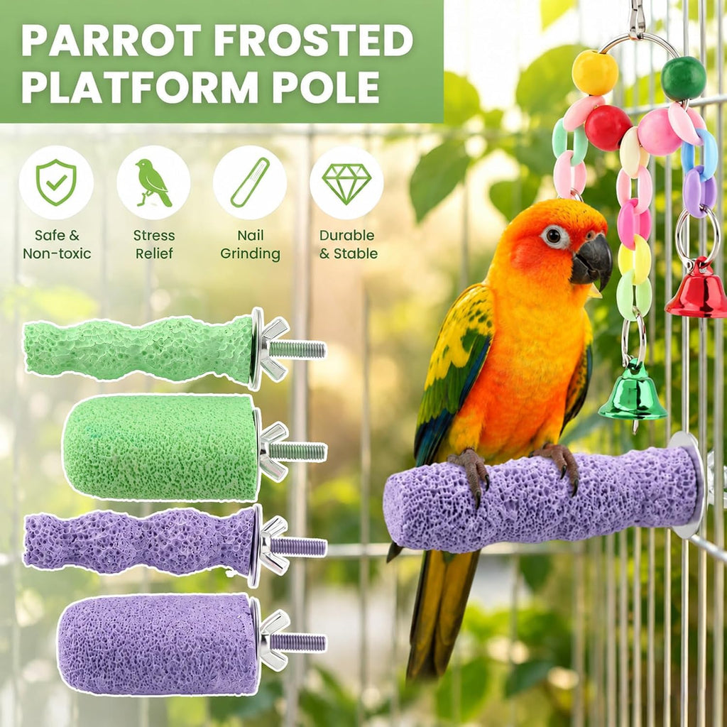4 Pcs Bird Beak Grinding Stones, Small & Medium Bird Parrot Cage Perch