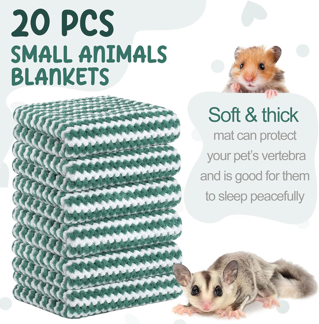 Moukeren 20Pcs Guinea Pig Blankets, 12 x 12 Inch, Waffle Style, Dark Green