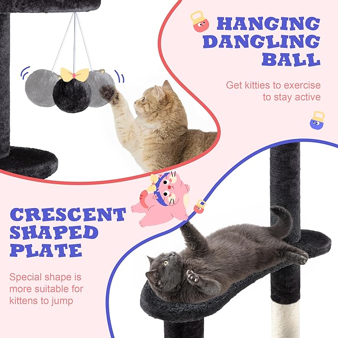 Allewie 55.5 in Cat Tree for Indoor Kitties/Soft Plush Perches/Multi-Level Cat - Image 6