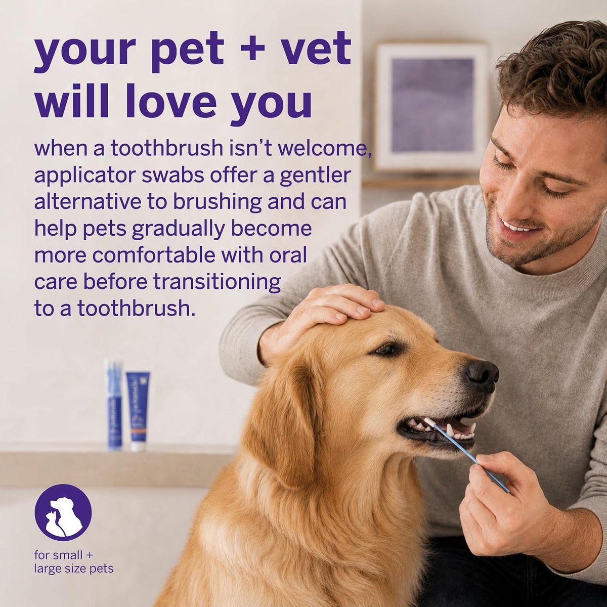Petsmile Pet Toothpaste Applicator Swabs 50 Ct, Cat + Dog Teeth Cleaning