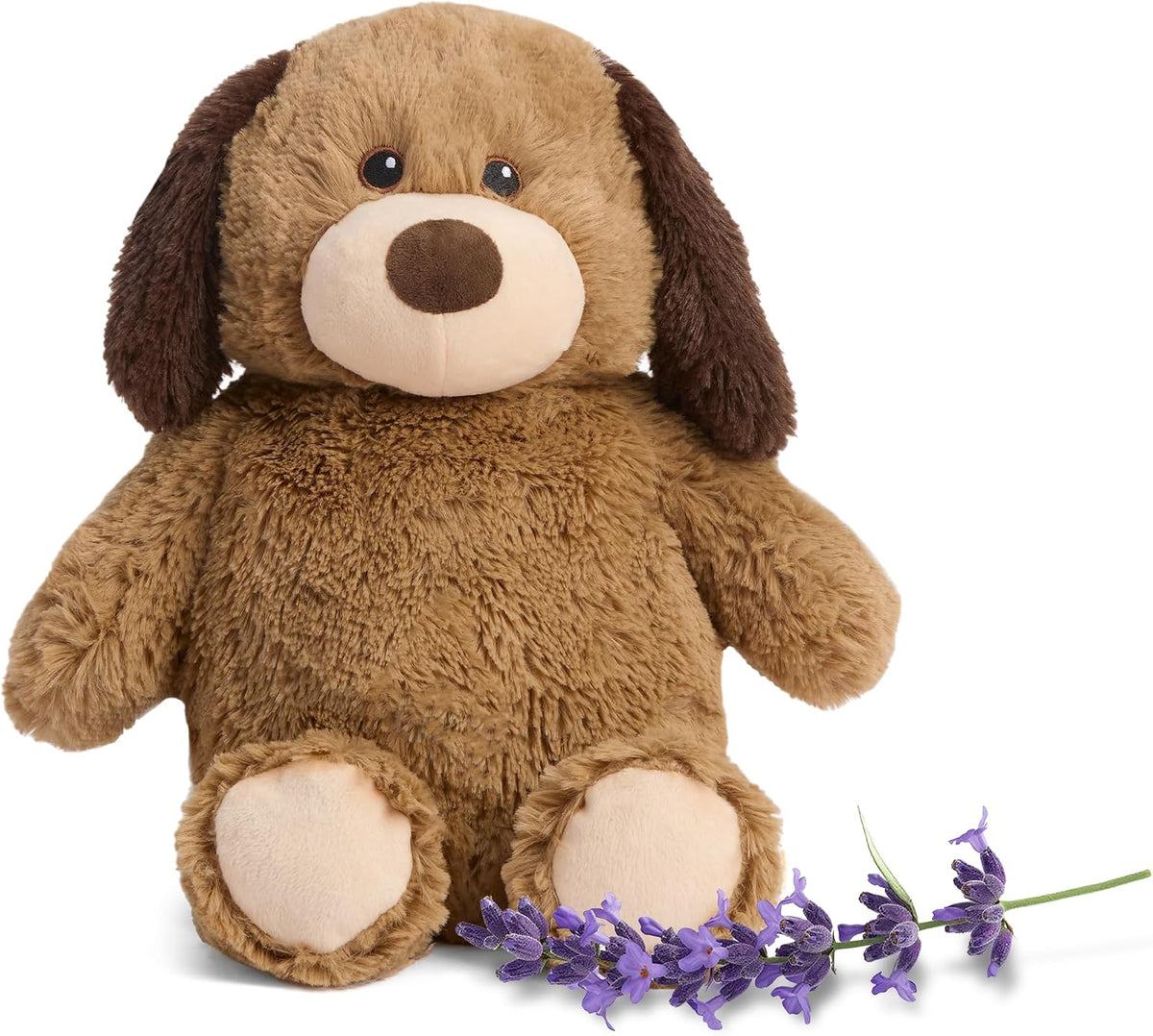 warmies Plush Toy Stuffed Animal for Dogs & Cats, Brown Dog - Weighted & Microwavable Calming Comfort Toy for Puppy Crate Training, Senior Dog - Dogs & Puppies