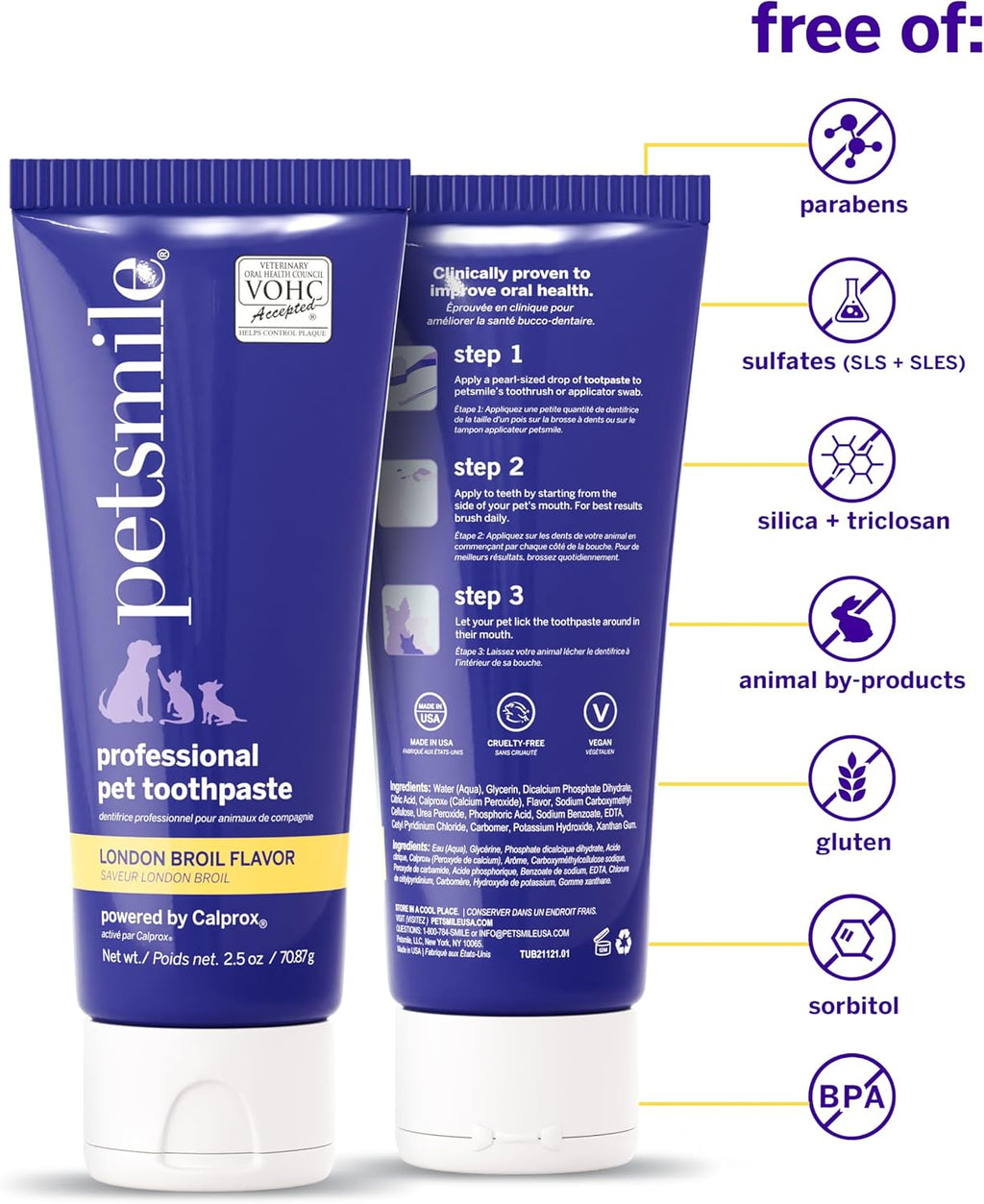 Petsmile Pet Teeth Brushing Kit, Toothpaste + Brush, London Broil 2.5 Oz