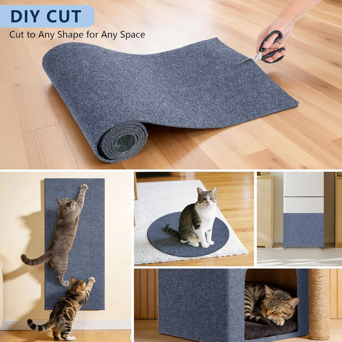Cat Scratchers for Indoor Cats, Self-Adhesive Scratch Pad 78.7"x15.8"