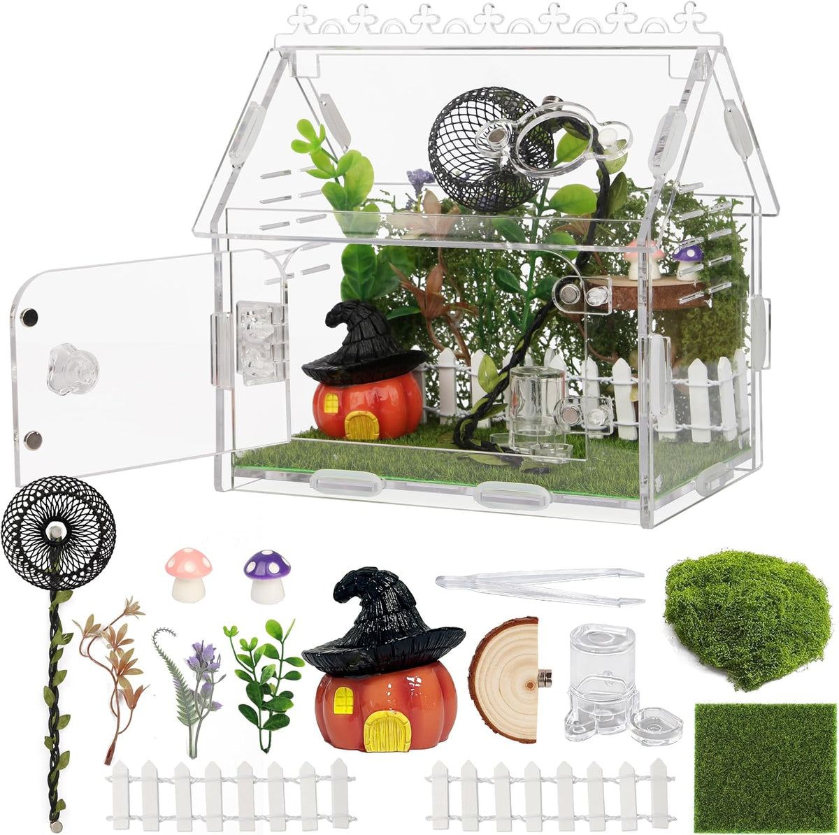 Jumping Spider Enclosure Kit, Acrylic Terrarium with Accessories