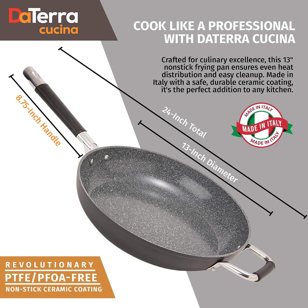 DaTerra Cucina - Ceramic Frying Pan, Induction & Oven, Made In Italy, 13"